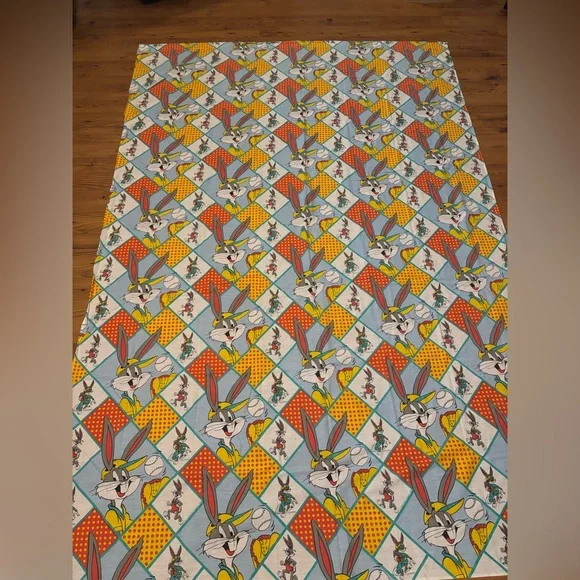 Vintage Bugs Bunny And Sports Flat Twin Sheet